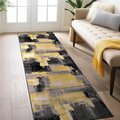World Rug Gallery Contemporary Abstract Watercolor Design Soft Area Rug 2' x 7' Yellow 398YELLOW2x7